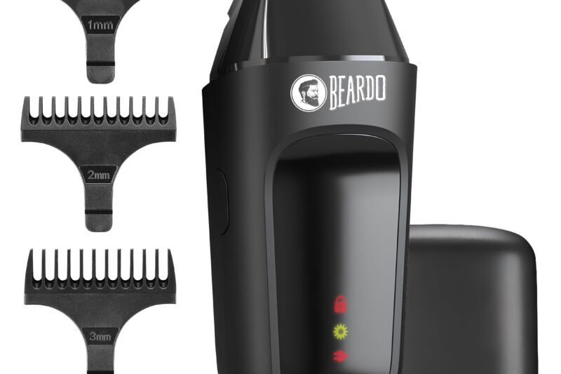 Beardo Apex Go Trimmer for Men – 80-Min Run Time – Powerful 5500 RPM motor – Compact Travel-Friendly Design – Self-Sharpening Blades, 3 Comb Attachments, Type-C Charging, Digital Display | Gift For Brother & Friends