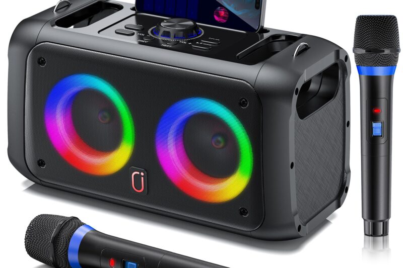 ZEBRONICS 120 Watts Party Speaker with 2 Wireless Mic, 7 hrs Playtime, Karaoke & Recording Function, TWS, Bluetooth, USB, AUX, mSD, RGB Modes (Thump 700 Black)