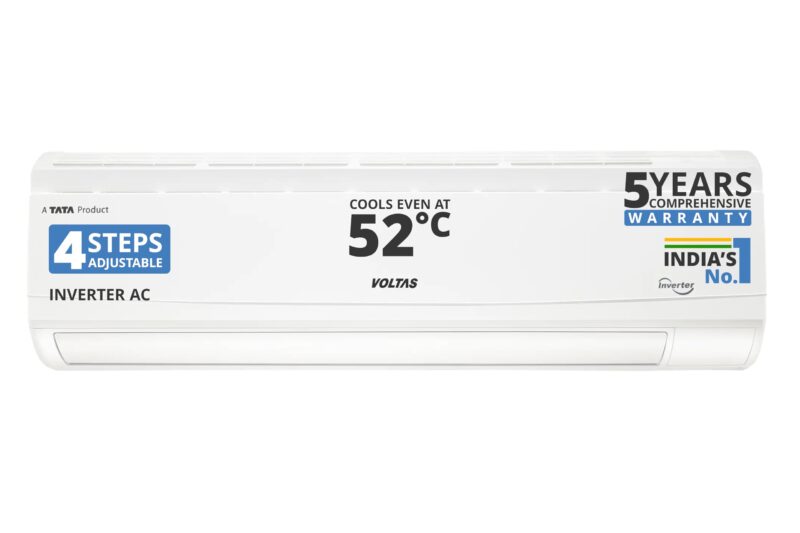 Voltas 185V Vectra CAR 1.5 ton 5 star inverter Split AC|4-IN-1 Adjustable mode|Energy Efficient|High ambient Cooling-cools even at 52°C|Anti dust filter with Anti-microbial coating|Copper Coil|White