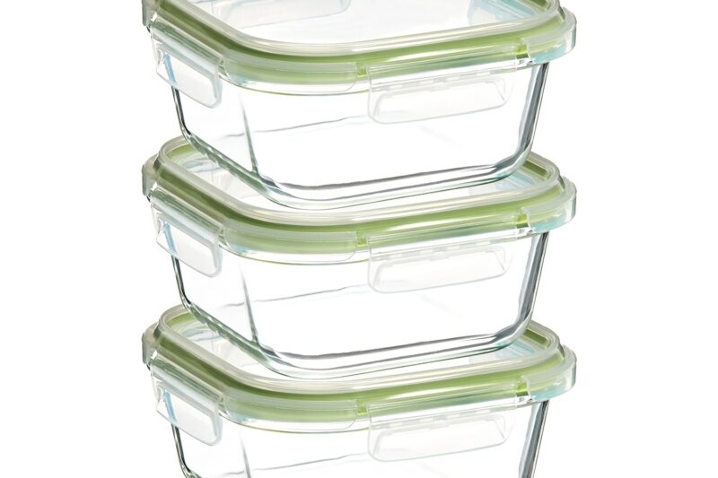 Buy Amazon Brand – Solimo Borosilicate Glass Container with Lids for Kitchen/Tiffin (570ml Each) | Airtight & Leak-Proof | Freezer, Microwave & Dishwasher Safe (Square Shaped) (Set of 3) (Transparent) Online at Low Prices in India – Amazon.in