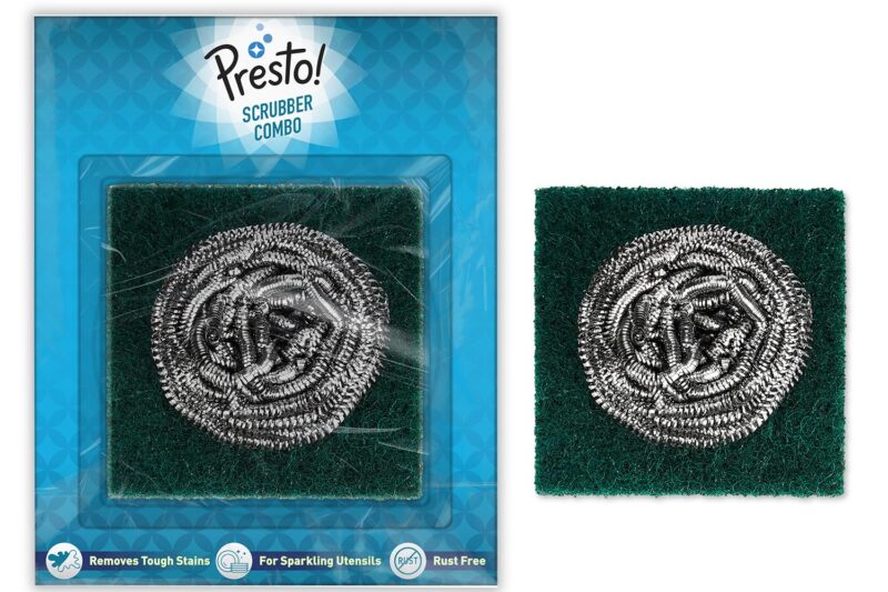 Presto! Stainless Steel Scrubber (15g) and Scrub pad Combo Pack of 1