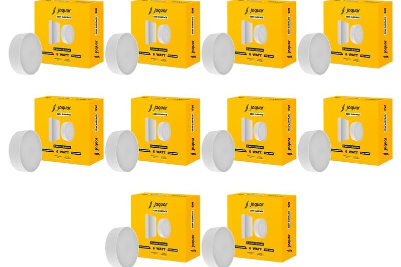 Jaquar 6W LED Gem Trimless Round Surface Mount Down Light | No False Ceiling Required | Cool White (6500K) (Pack of 10)