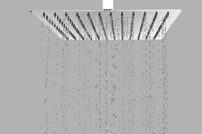 BonKaso Square Slim Rain Shower Head 8 Inch – Stainless Steel, Chrome Finish, Wall Mounted, Long-Lasting, Rust-Free, Corrosion Resistant, Relaxing Spa-Like Bath Experience | Deluge