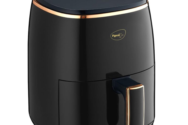 Pigeon Healthifry Digital Air Fryer, 360° High Speed Air Circulation Technology 1200 W with Non-Stick 4.2 L Basket – Black