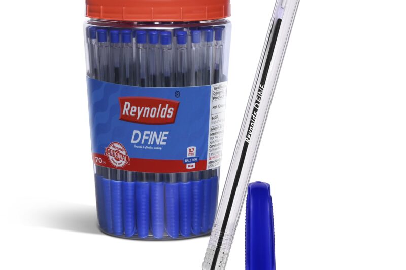 Reynolds DFINE Ball Pen SET – 70 BLUE PENS WITH COMFORTABLE GRIP |BLUE BALL PENS FOR WRITING | PEN FOR STUDENTS & OFFICE STATIONERY | 0.7 mm TIP SIZE