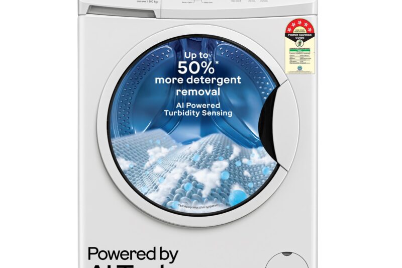Godrej 8 Kg 5 Star, AI Powered, Inbuilt Heater, Fabrisafe Drum, Eco Wash, Unbalanced Load Sensor, Stain wash, Fully Automatic Front Load Washing Machine (WFEON CRS 8012 5.0 FKEDM GLWH, Glacial White)