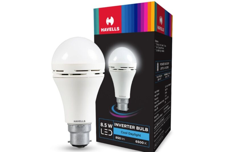 HAVELLS 8.5w LED Emergency Bulb | Shatter Resistant |Cool Day White (6500K) | B22 LED Bulb Base | Inverter Bulb for home,3 Hours battery back up| Li-ion Battery | Over charging Protection