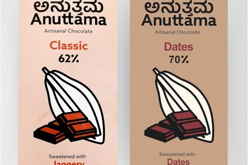 ANUTTAMA Dark Chocolate (50g x 2) | No Artificial Flavours & Colors | Natural Chocolate Bar Combo of Dates & Classic | 70% Cocoa & 62% Cocoa | Dark Chocolate Bar