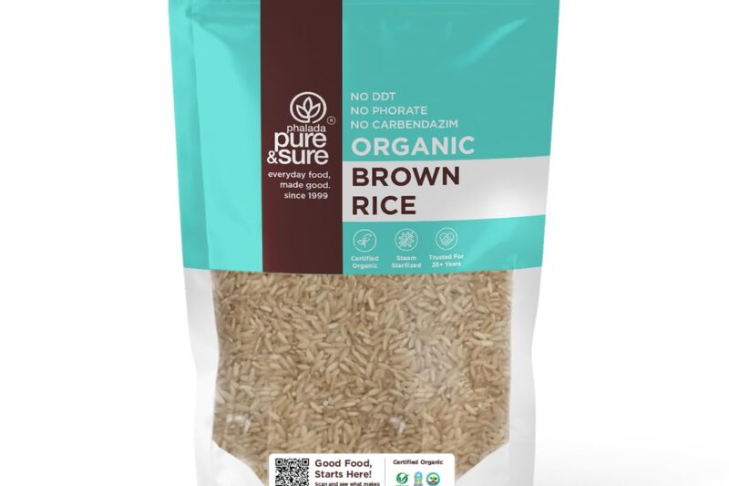 Pure & Sure Organic Brown Rice 2Kg | 100% Naturally Processed & Unpolished Brown Chawal | Rich in Protein & Fiber | Helps to control Diabetes & Blood Pressure| 1Kg each (Pack of 2)