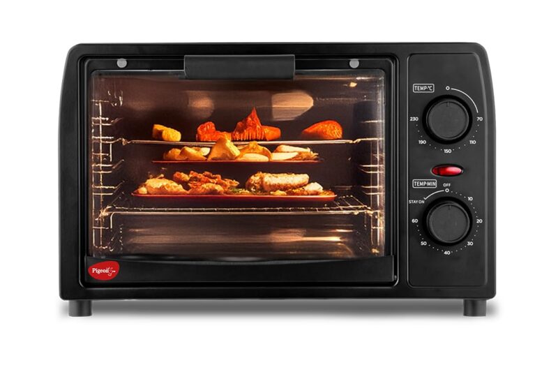 Pigeon Oven Toaster Grill 14 Liters OTG| 900 Watts| Toast, Grill, Bake & Roast | Heat Resistant Tempered Glass| Black
