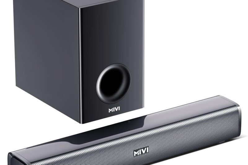 Mivi Fort H120 Soundbar – 120W Home Theatre Sound Bar, 2.1 Channel, 2 in-Built Speakers and 1 External Subwoofer, Multiple EQ & Input Modes, Made in India Sound bar for TV Price