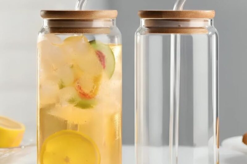 Buy ATTRO 400ml Drinking Glass with Wooden Lid & Silicone Straw Travel Sipper Tumbler– Ideal for Juices, Smoothies &Cocktails – Durable, Leak Proof Glass for On The Go Online at Low Prices in India – Amazon.in