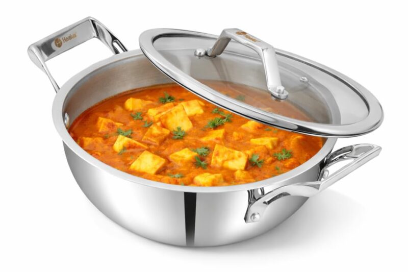 Buy MILTON Pro cook Triply Hexa Tech Induction Stainless Steel Kadhai with Glass Lid & Wooden Handle,26 cm,Silver,3 Layer Kadhai for Cooking, Induction Bottom and Gas Stove Ready Cookware,3 Years Warranty Online at Low Prices in India – Amazon.in