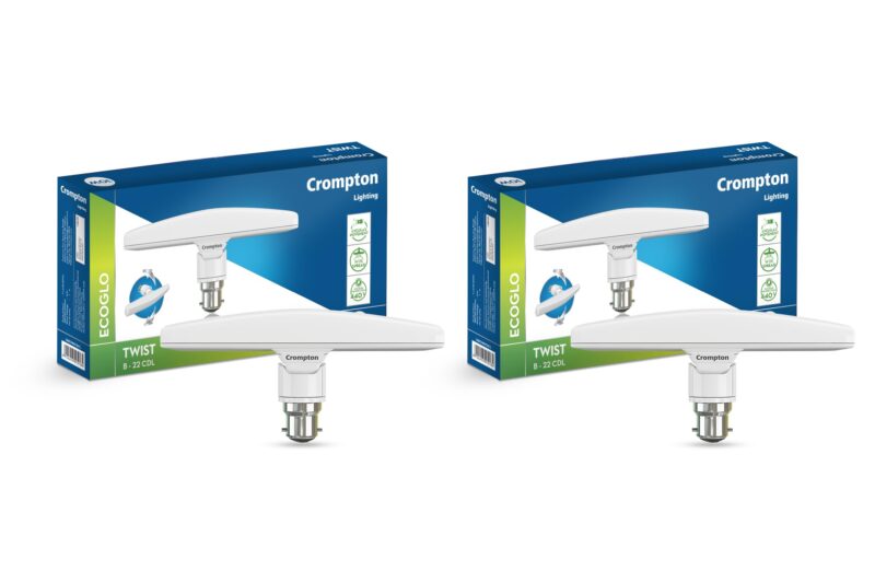 Crompton Twist – T Lamp, 10 w (Cool Day Light), Pack of 2