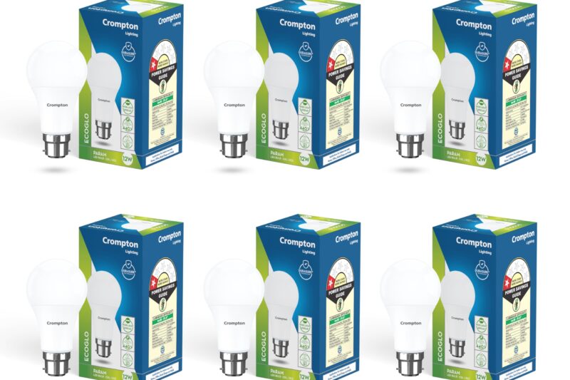 Crompton Param LED Bulb | 12W | Cool Day Light | B22 Base | 180 Degree Coverage | 4kV Surge Protection | 440V High Voltage Protection | Pack of 6