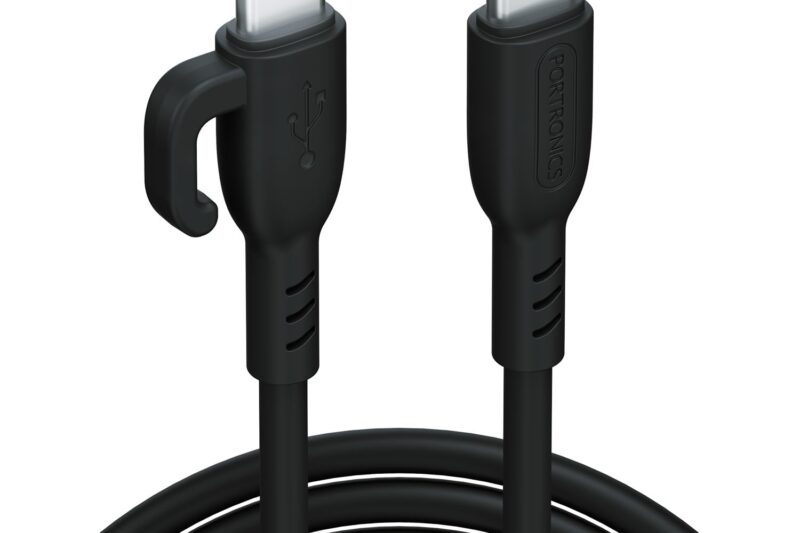 Portronics 60W Konnect Core 3 Type C to Type C Fast Charging Cable Cable for Smartphones,Tablets,Laptops & Other Type C Devices,In Built Cable Management Hook,Fast Data Sync,Strong PVC Material(Black)