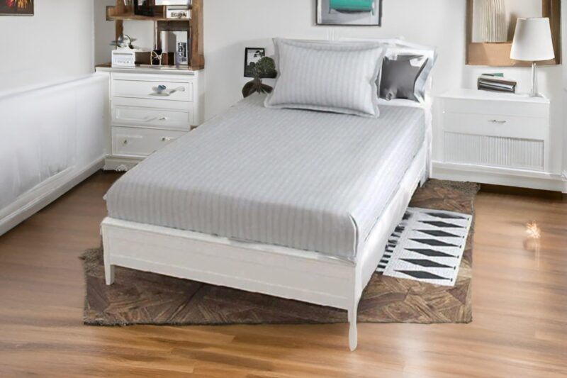 Industries Single Bedsheet with 1 Pillow Covers|Cotton Material & Satin Stripes|Size 60×90 inch (Grey), 144 TC