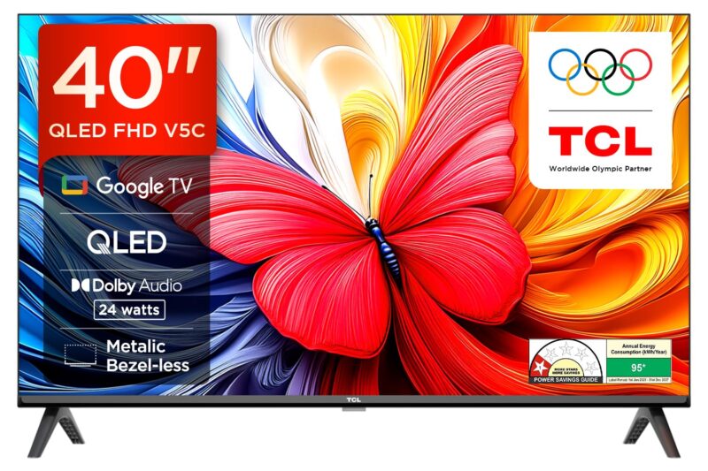 TCL 101 cms (40 inches) V5C Series Full HD Smart QLED TV Google TV 40V5C
