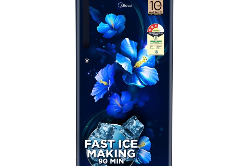 Midea 215 L 3 Star Direct Cool Refrigerator (MRD215D3HPDB, Blue, Big Flower, 2025 Model)