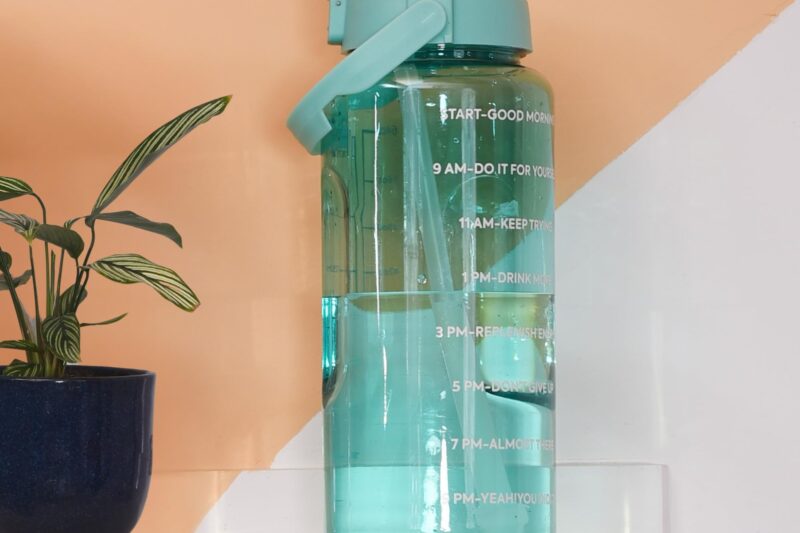 Clazkit 2L Motivational Water Bottle with Time Marker Transparent, Leak-Proof, and Break-Proof Office, School, College,Travel Bottle BPA-Free Sport Bottle Sea Green| Plastic