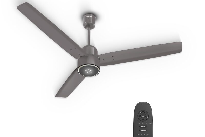 Havells FAB BLDC ULED Ceiling Fan 1200mm, 5 star, LED Speed Indicator, 380 RPM, Up to 65% Savings,Reverse Rotation,4 Speed Modes,Low Wattage 30W, Low Noise,Air Flow:225 CMM, 3 Year Warranty,Stone Grey