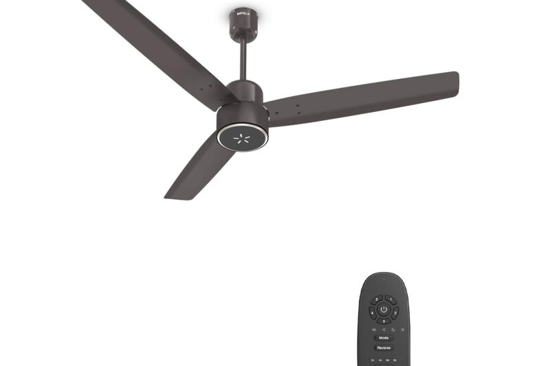 Havells FAB BLDC ULED Ceiling Fan 1200mm, 5 star, LED Speed Indicator, 380 RPM, Up to 65% Savings,Reverse Rotation,4 Speed Modes,Low Wattage 30W,Low Noise,Air Flow:225 CMM, 3 Year Warranty,Cocoa Brown