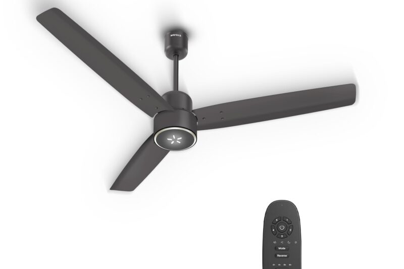 Havells FAB BLDC ULED Ceiling Fan 1200mm, 5 star, LED Speed Indicator, 380 RPM, Up to 65% Savings,Reverse Rotation,4 Speed Modes,Low Wattage 30W,Low Noise,Air Flow:225 CMM, 3 Year Warranty,Smoke Brown