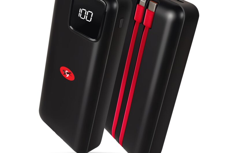 Eveready Ultima Power Bank PB11 with Built-in-Cables 20,000 mAh, 22.5W Fast Charging, Multiple Ports & Universal Compatibility, TypeC Input & Output, Digital Battery Indicator, Overcharging Protection