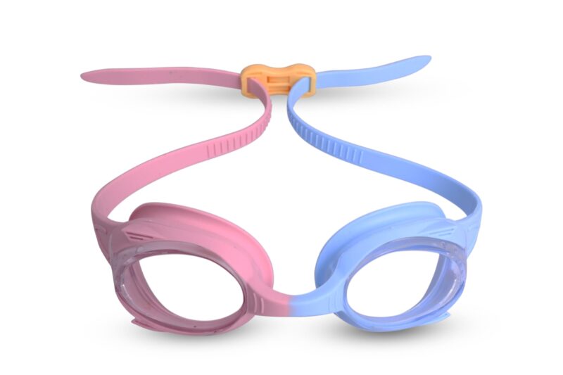 Nivia Kiddies Jr. 2.0 Swimming Goggles For Kids with adjustable Silicon strap, Anti Fog, Polycarbonate Clear Glass, UV Protection, ComFort Fit, Training Swim Goggles For Boys/Girls – Pink/Blue