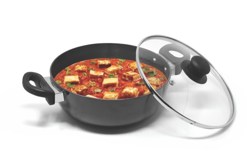 Signoraware Opulent Non Stick Kadhai 24cm | Non-Stick Coating Allows Oil Saving | Heat-Resistant Grip | Gas & Induction Compatible | Perfect for Deep Frying, Sauteing & Stir-Frying (3 LTR | Steel)