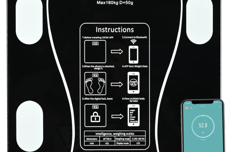 Pivalo Digital Weighing Scale for Body Weight with Bluetooth & BMI Monitoring | Smart Scale, LCD Display, 180 Kg Capacity, Weighing Machine for Home (Black, 1 Year Warranty)