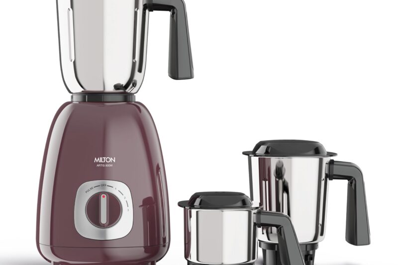 Milton Artis Mixer Grinder, ISI Certified, Grindstone Blade Technology, 3 Jar, 800 W (21000 RPM), 5 yr motor warranty, 2 yr product warranty I Wine