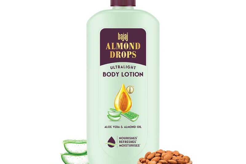 Bajaj Almond Drops Ultralight Body Lotion, 600 ml | Women and Men | Refreshing Hydration – Aloe Vera, Almond Oil & Vitamin E