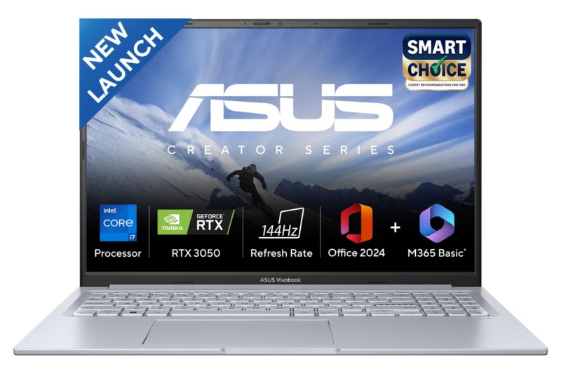 ASUS Vivobook 16X,Smartchoice,Intel Core i7-13620H,Creator/Gaming Laptop(RTX 3050-4GB/16GB RAM/512GB SSD/FHD+/16″/144Hz/M365 Basic (1Year)*/Office Home 2024/Cool Silver/1.8 Kg) K3605VC-RP492WS