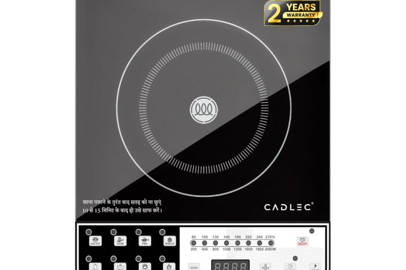 Cadlec CookEase 2000W Induction Cooktop | 8 Cooking Modes, Auto Shut-Off, Over-Heat Protection, LED Display, BIS Approved, 2-Year Warranty | Black