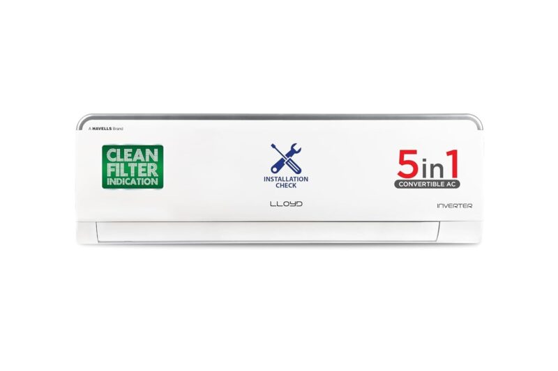Lloyd 0.8 Ton 3 Star Inverter Split AC (6 in 1 Convertible, Cools Even at 52°C, 100% Copper, Anti-Viral + PM 2.5 Filter, White with Silver Deco Strip, GLS09I3FOASR)