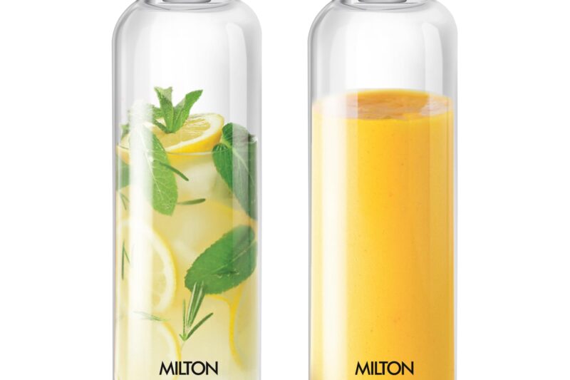 MILTON Costa 1000 Pet Water Bottle Set of 2, 1 Litre Each | Airtight & Leakproof Stainless Steel Lid | Unbreakable, BPA-Free, Reusable Plastic Fridge Bottles for Home, Office, School, Travel