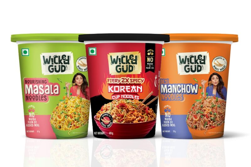 WickedGud Cup Noodles Variety Pack | Fiery Korean, Masala & Manchow Flavours | High Protein & Fiber | No Maida | 67 g, 69 g & 70 g Cups (Pack of 3)