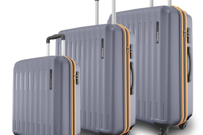 Safari Genius Alley Set of 3 (Cabin + Medium + Large) Trolley Bags Hard Case Polypropylene, 4 Wheels, 360 Degree Wheeling Luggage, Suitcase for Travel, Trolley Bags for Travel, Flintstone