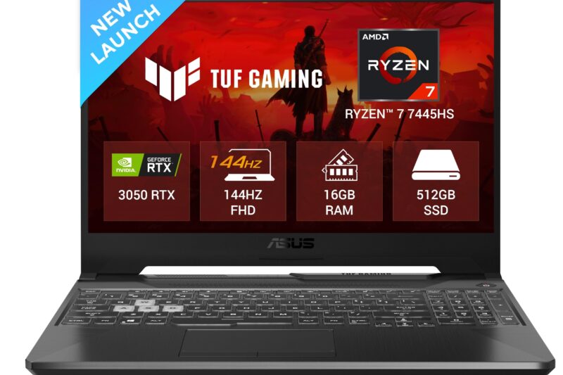 ASUS TUF A15 (2025), AMD Ryzen 7 7445HS,RTX 3050-4GB,75W TGP,16GB DDR5(Upgradeable Upto 64GB) 512GB SSD,FHD,15.6″,144Hz,RGB Keyboard,Windows 11,Graphite Black,2.3 Kg FA506NCG-HN199W, Gaming Laptop