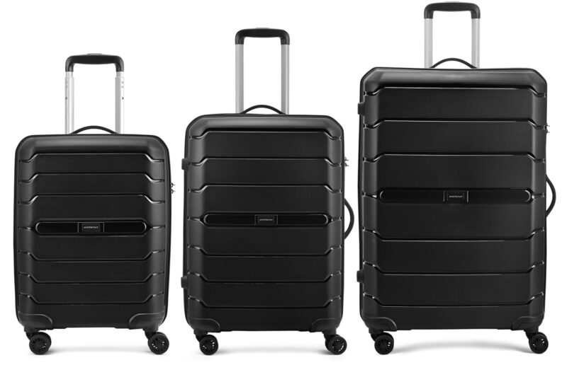 Aristocrat Liberty Set of 3 (Cabin+Medium+Large) Trolley Bag, 58+68+78Cm | Combination Lock | 8 Wheels | 3 Years International Warranty | Jet Black