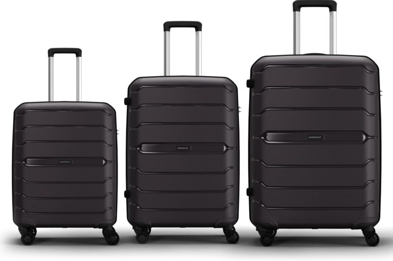 Aristocrat Liberty Set of 3 (Cabin+Medium+Large) Trolley Bag, 58+68+78Cm | Combination Lock | 8 Wheels | 3 Years International Warranty | New Saddle Brown