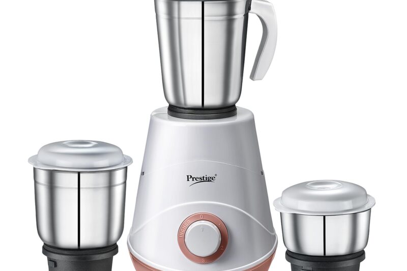 Buy Prestige 500W Nexus Mixer Grinder with 3 Stainless Steel jars|1200ml Wet Jar,800ml dry jar, 400ml chutney jar|3 Super-efficient Blades|3 motor setting|Sturdy Handles |2 Yrs Warranty|White & Rose Gold Online at Low Prices in India – Amazon.in