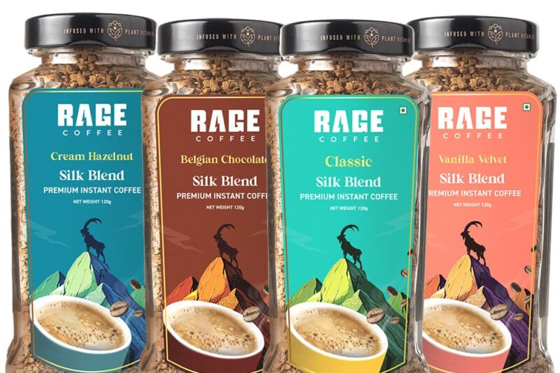 Rage Coffee Silk Blend Instant Coffee Combo Pack of 4 | Classic, Belgian Chocolate, Creamy Hazelnut & Vanilla Velvet | Premium Bold & Smooth Flavors | 120g Each Jar | 100% Arabica | Hot & Cold Brew – 480g