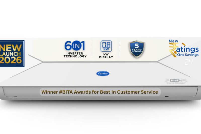 Carrier 1.5 Ton 3 Star Flexicool Inverter Split AC (Copper, Convertible 6-in-1 with Smart Energy Display, Insta Cool, Auto Clean, PM 2.5 Filter, New BEE rated, ESTER EDGE Gxi-CAI18EE3R36F0, White)