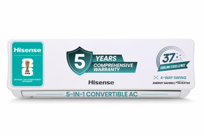 Hisense 1.5 Ton 3 star Inverter Split AC(Copper, 5-in-1 Convertible with Intelligent 4 modes, PM 2.5 filter, Anti corrosion, AS-18TR4R3E1, White）