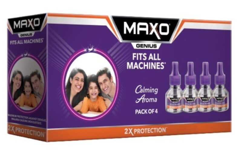 Maxo Genius Mosquito Repellent Liquid Refill 45ml x 4 | Vaporizer Refill Fits All Machines | 2X Protection From Dengue & Malaria Mosquitoes | Calming Aroma Fragrance