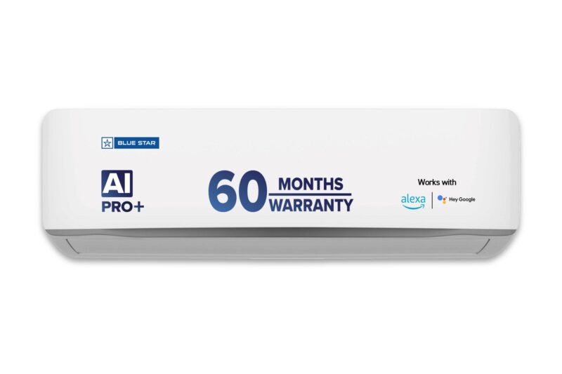 Blue Star 1.5 Ton 3 Star, Smart Inverter Split AC (Copper, 5 in 1 Convertible Cooling, DigiQ Hepta Sensor, Blue Fins,Turbo Cool,Blue Fins (IA318ZXUS, White)