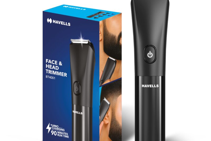 Havells Beard & Hair Trimmer |2-in-1 Special Blade| Comes with 4 Beard & 2 Hair Combs|Type C Turbo Charge|No Nicks & Cuts|2 Year Guarantee|BT4001