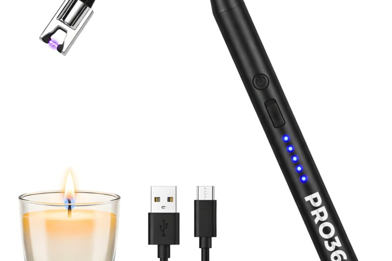 PRO365 USB Rechargeable Electric Candle Lighter | Windproof Arc Lighter with 360° Flexible Neck | Safety Lock & LED Indicator | Flameless Kitchen & Outdoor Gas Lighter(Black)